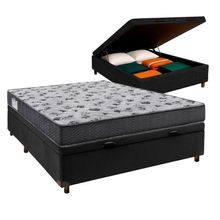 Cama Box Bau Preto Casal + Colchão D33 Iso100 Ortobom