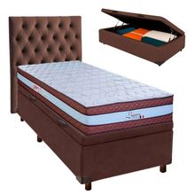 Kit Cama Box Bau + Cabeceira + Colchão Solteiro Molas Ensacadas - Legaccy - Paropas