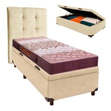 Kit Cama Box Bau + Cabeceira + Colchão Solteiro D26 - Ortophedic - Sankonfort