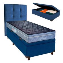 Kit Cama Box Bau + Cabeceira + Colchão Solteiro Molas Ensacadas - Petrus - Paropas