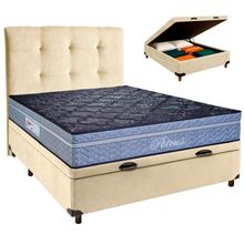Kit Cama Box Bau + Cabeceira + Colchão Casal Molas Ensacadas - Petrus - Paropas