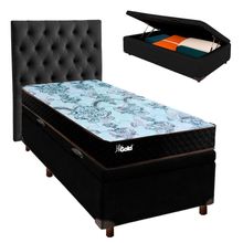 Cama Box Bau + Colchão Solteiro Molas Ensacadas Life Gold Paropas + Cabeceira Estofada