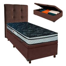 Kit Cama Box Bau + Cabeceira + Colchão Solteiro D28 - Conforto - Paropas