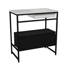 Gabinete Banheiro Ferro Iron Black Com Gaveteiro 80x45cm Branco Fosco