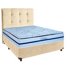 Kit Cama Box + Cabeceira + Colchão Casal Molas Ensacadas - Blue - Paropas