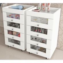 Kit 02 Carrinhos Organizador De Maquiagem Pe2009 Branco