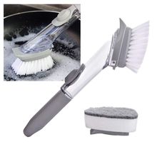 Escova De Limpeza Lava Louça Automática Dispenser Detergente 4 Em 1 Multifuncional Raspa Esponja Grelha Churrasqueira Banheiro