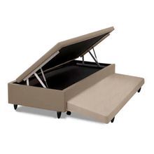 Cama Box Baú Auxiliar Solteiro Sintético Espuma 8cm 45x88x188 Bege