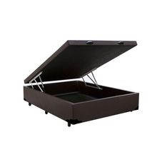 Cama Box Baú Blindado Casal Extremo Reforçado Xerife Móveis Sintético Marrom 41x138x188