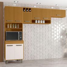 Cozinha Compacta 8 Portas Paneleiro Duplo Malta Ripado Poliman Móveis Freijo