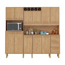 Armário De Cozinha Amanda 11 Portas 2,12mt Amêndoa