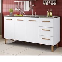 Balcão Fortaleza 3 Gavetas Para Pia 1,60 Mt Branco