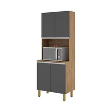 Paneleiro Cozinha Isabela 4 Portas Amêndoa Grafite