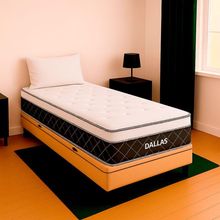 Cama Box Baú Solteirão Bege E Colchão Dallas Molas Vstore