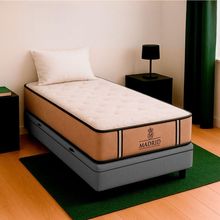 Cama Box Solteirão Cinza E Colchão Madrid Molas Vstore