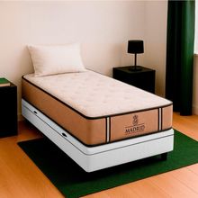 Cama Box Solteirão E Colchão Madrid Molas V-store 96x188x28 Branco