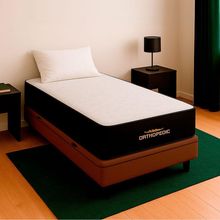 Cama Box Marrom E Colchão Orthopedic D33 Vstore 78x188x30