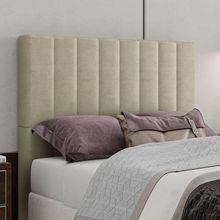 Cabeceira Estofada Solteiro 90 Cm Esmeralda Veludo Bege