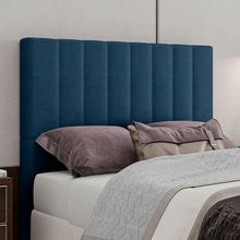 Cabeceira Estofada Solteiro 90 Cm Esmeralda Veludo Azul Marinho