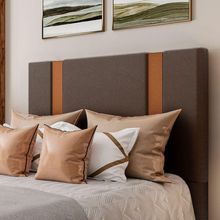 Cabeceira Estofada Solteiro 90 Cm Ametista Corino Marrom