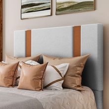 Cabeceira Estofada Casal 140 Cm Ametista Corino Branco