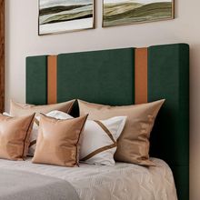 Cabeceira Estofada Solteiro 90 Cm Ametista Veludo Verde