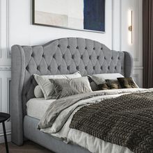 Cabeceira Estofada Casal 140 Cm Cristal Veludo Cinza