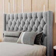 Cabeceira Estofada Solteiro 90 Cm Pérola Linho Cinza