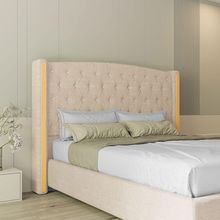 Cabeceira Estofada King 195 Cm Zirconio Linho Bege