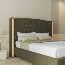 Cabeceira Estofada King 195 Cm Zirconio Veludo Marrom