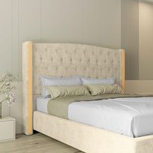 Cabeceira Estofada King 195 Cm Zirconio Veludo Bege