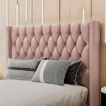 Cabeceira Estofada King 195 Cm Pérola Veludo Rose