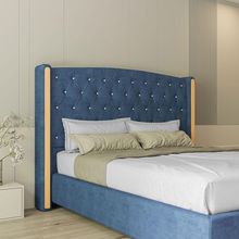 Cabeceira Estofada Solteiro 90 Cm Zirconio Veludo Azul Marinho