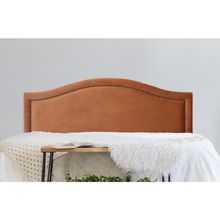 Cabeceira Queen Curva Luxo 160x60 Veludo Terracota - Tachas Fumê