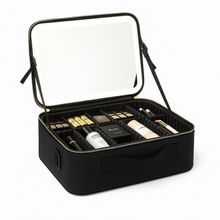 Maleta Maquiagem Com Espelho Led Preto