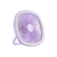 Mini Ventilador De Mesa Luz Ring Light Usb Portátil Potente Silencioso Lilás