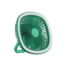 Mini Ventilador De Mesa Luz Ring Light Usb Portátil Potente Silencioso Verde