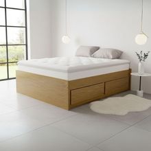 Cama Base Box Casal Em Madeira Maciça Libanesa Com 4 Gavetas E Estrutura Reforçada