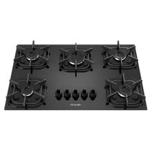 Cooktop 5 Bocas A Gás Mueller G4 Com Mesa De Vidro Temperado Preto Bivolt