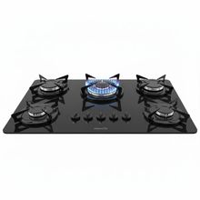 Cooktop Fogatti à Gás Fgt 5b Tc Vidro Preto Flange Esmaltada Preto Bivolt