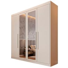 Guarda Roupa 4 Portas Aurora Com Espelho Móveis Europa Off White