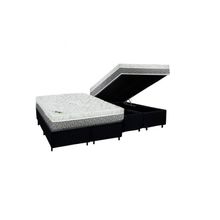 Cama Box Baú Queen Sintético + Colchão Aspen Espuma D33 Luckspuma Super Firme 158x198x62 Preto