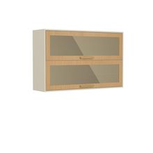 Armário Aéreo 2 Portas Basculantes De Vidro Nogal Bertolini Dourado/areia