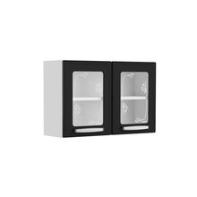 Armário Aéreo De Aço 2 Portas Vidro Preto Evidence Bertolini Preto/branco