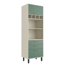 Armário Paneleiro 2 Portas 2gavetas E Nichos Verde Bertolini Verde/areia