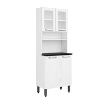 Armário De Cozinha De Aço Com 4 Portas 2 De Vidro Branco Bertolini Branco
