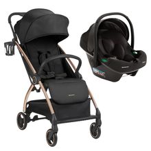 Kit Carrinho de Bebê Joy Preto + Bebê Conforto Prime - Kikkaboo