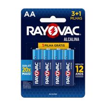 Pilha Alcalina AA Rayovac Pacote 4 Unidades