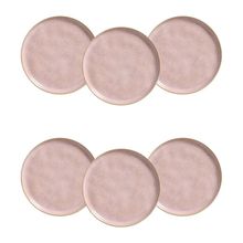 Conjunto de Pratos de Sobremesa Porto Brasil Bio Litchi Rosa Claro 21,5cm - 6 Peças