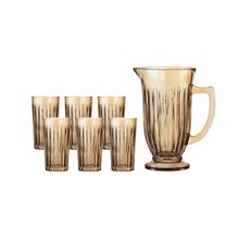 Conjunto de Jarra e Copos Hauskraft em Vidro Melina Âmbar – 7 Peças